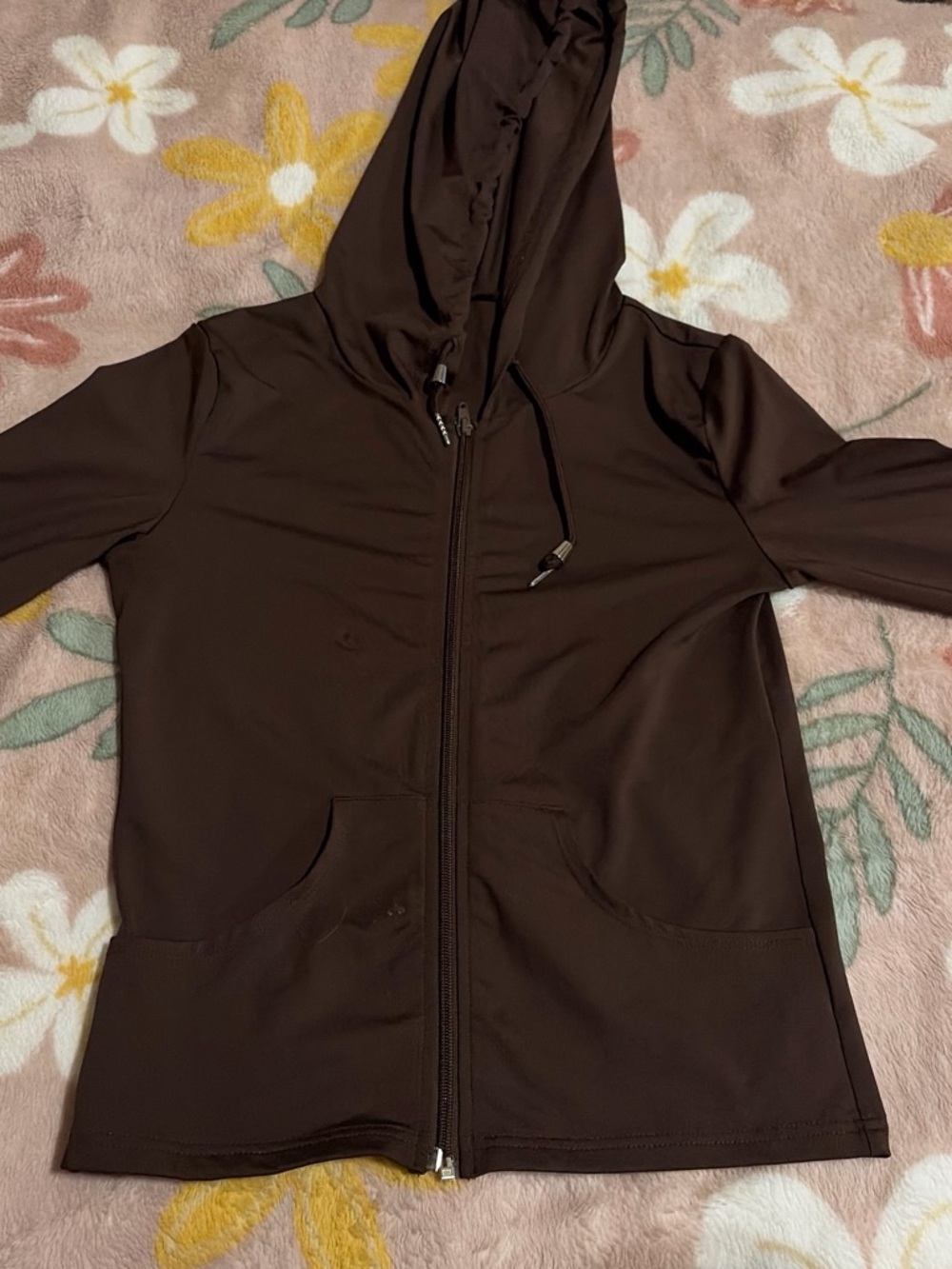 SHEIN Dark Brown Hooded Zip-Up Bomber Jacket